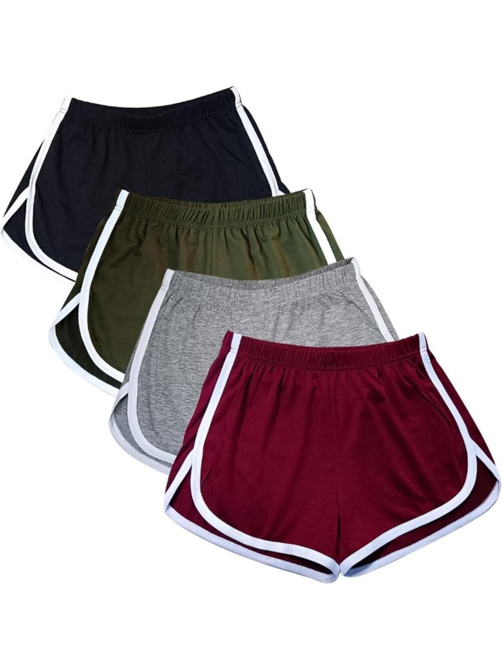 4 Pack Women's Cotton Yoga & Dance Shorts - Summer Athletic Sport & Hiking Wear